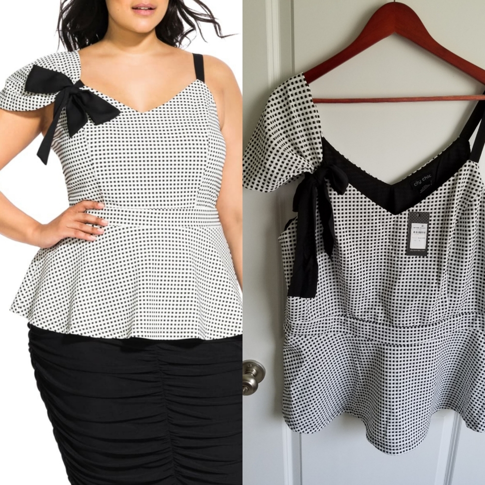 NWT City Chic Bow Peplum Top